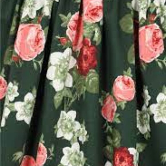 NWT Collectif Size UK 12/ US 8 Swing Skirt Green with Floral Pattern - Picture 2 of 6